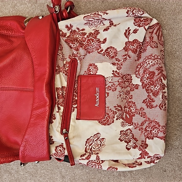 Vintage Allison Scott Red Leather Hobo Bag Purse - Picture 6 of 14